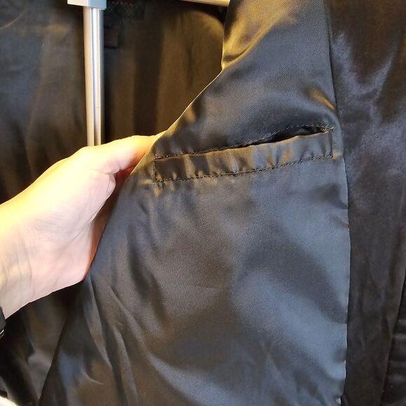 Ralph Lauren Vintage Black Shiny Satin Coat Jacket Puffer Womens M 90s Y2K Polo - Picture 6 of 8